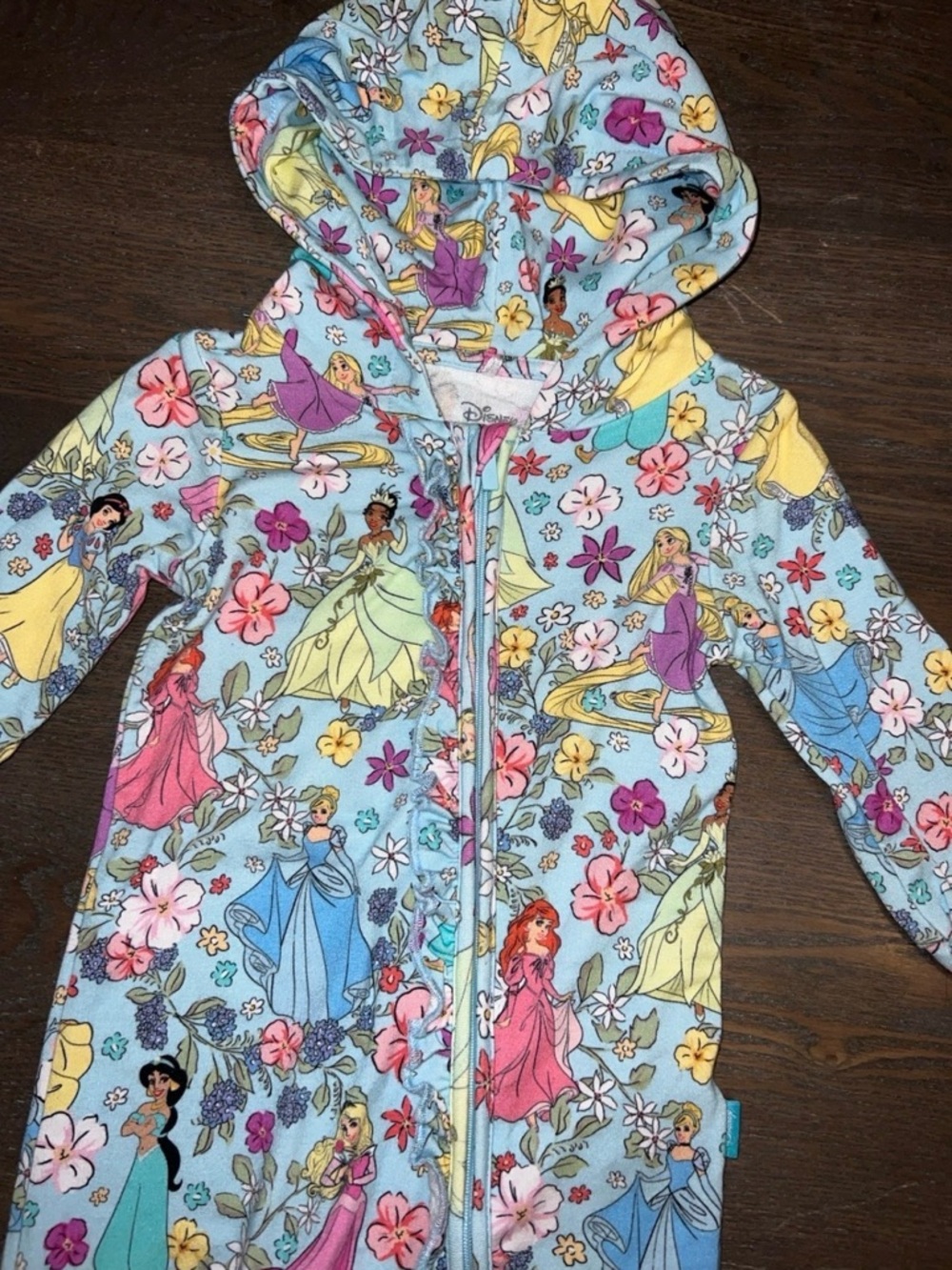 Posh Peanut Princess French Terry Long Sleeve Hooded Romper 9-12 mo